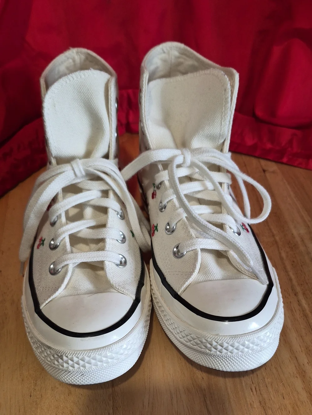 Chuck Taylor Converse ALL Stars High Top Sneakers With Cherries πππ - Picture 2 of 10